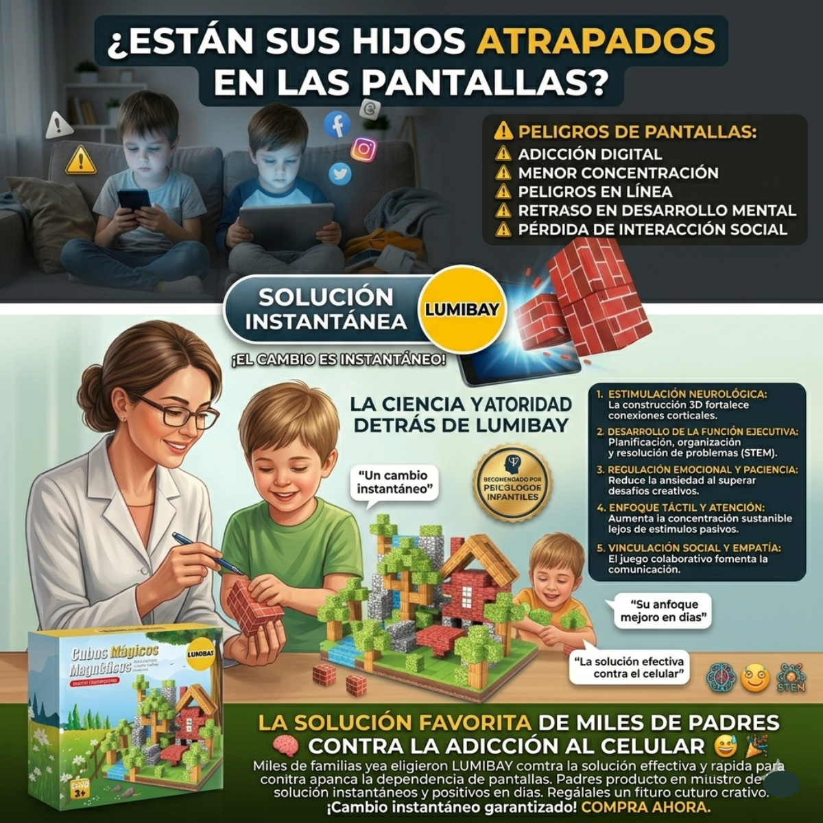 Set Lumibay: Cubos Magnéticos De 100pcs - La forma más divertida de decir "adiós al celular"